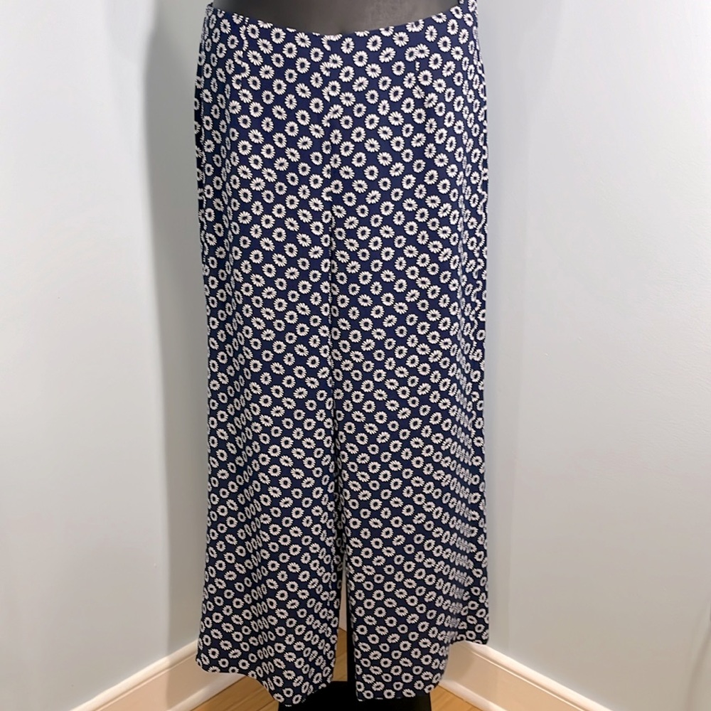 Talbots Wide Leg Navy/White Pant